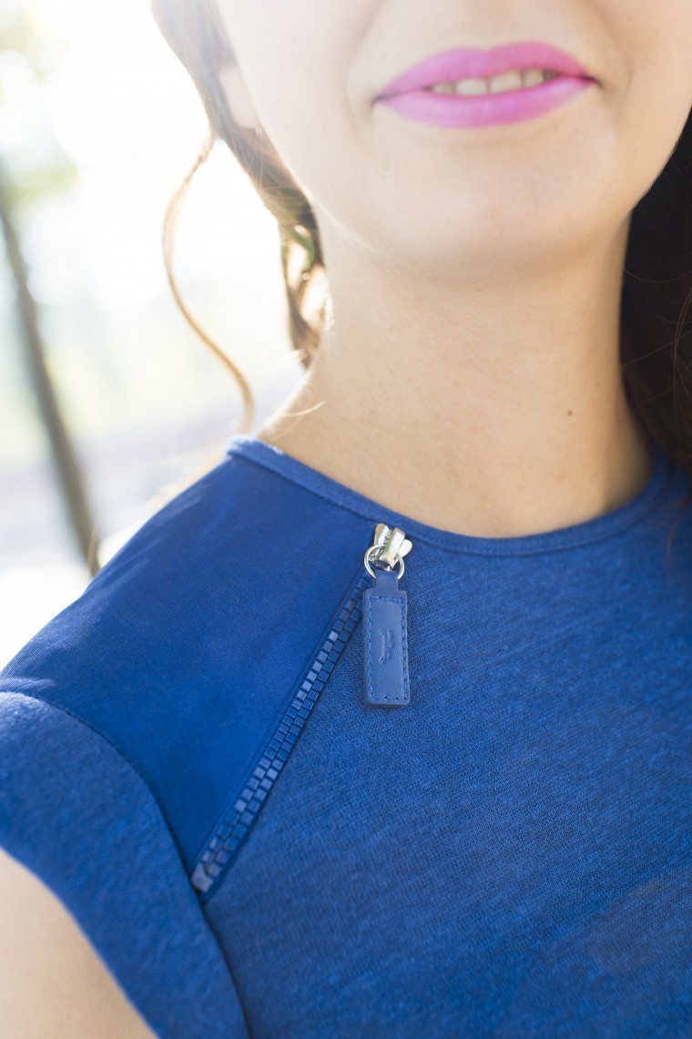 longchamp the brunette blog mode paris robe bleue