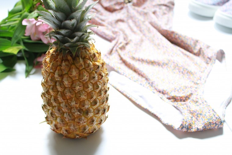 liberty swimsuit + pineapple + flowers