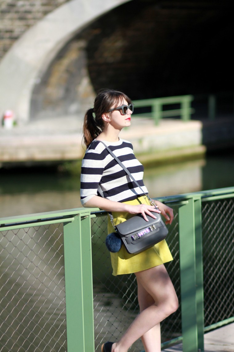 the brunette blog mode paris stripes yellow