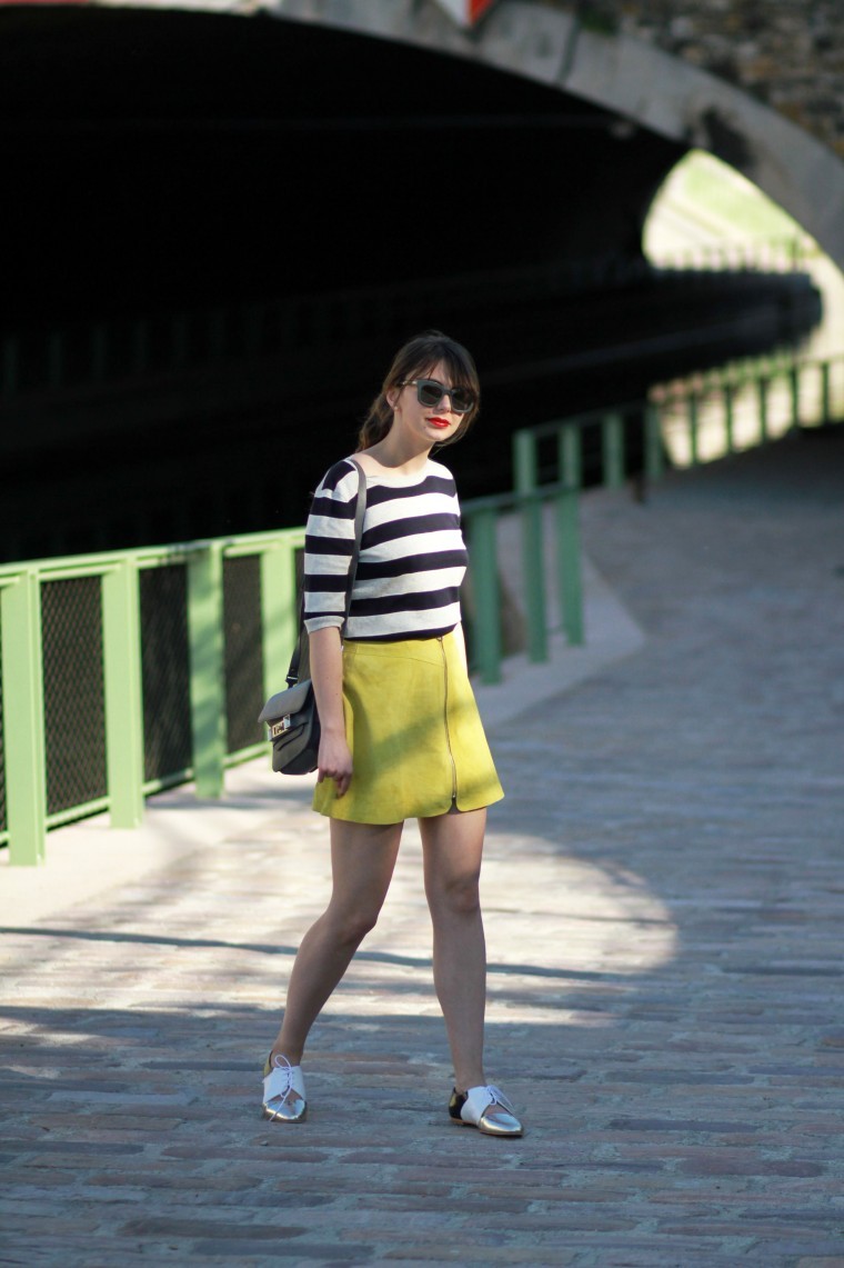 the brunette blog mode paris stripes yellow