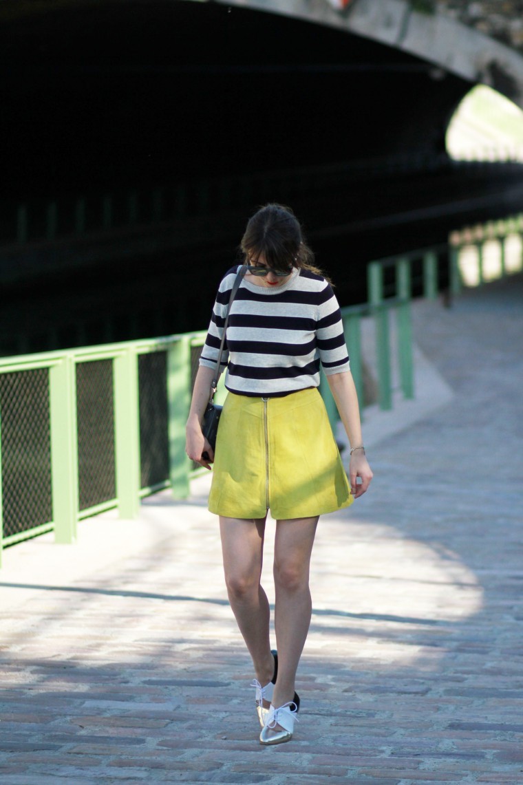the brunette blog mode paris stripes yellow