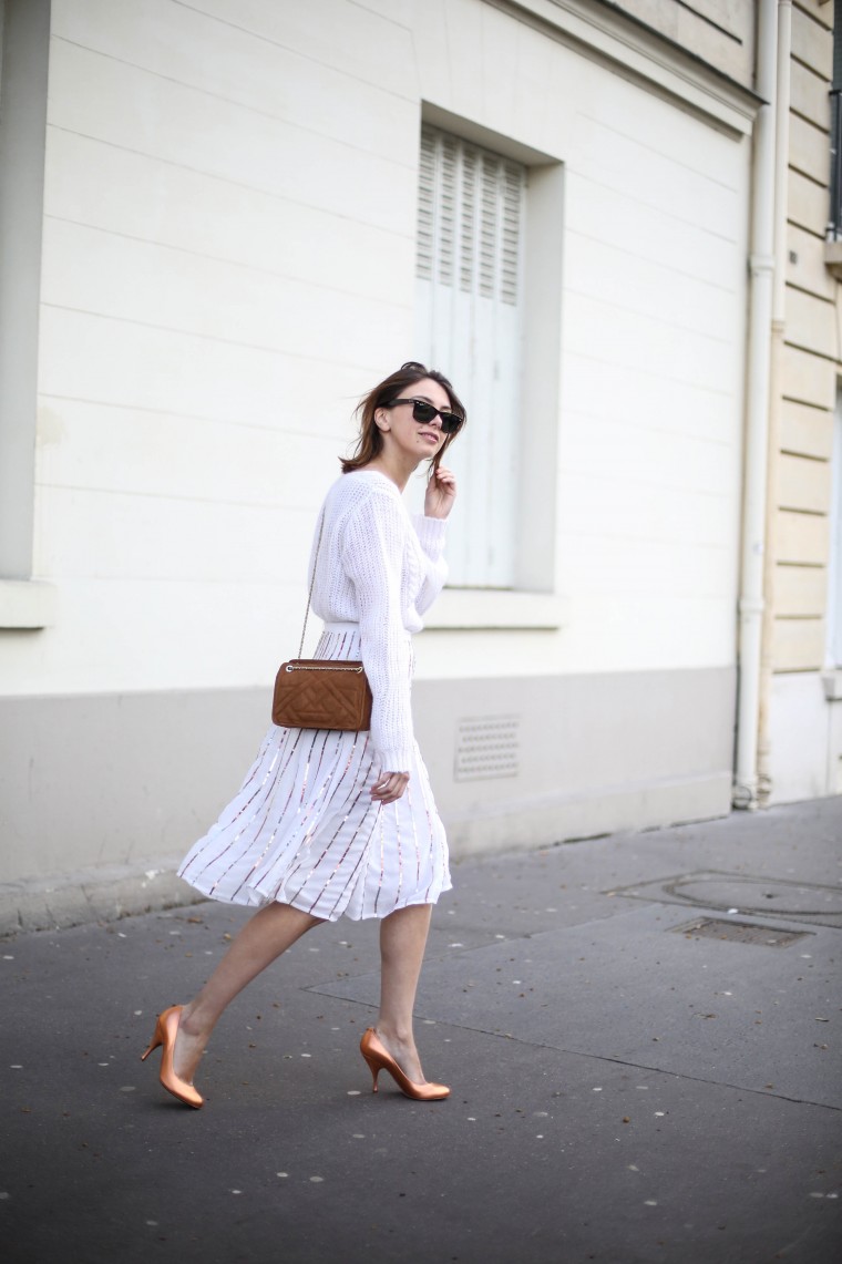 look blanc sezane majexclusive jupe - the brunette blog mode paris