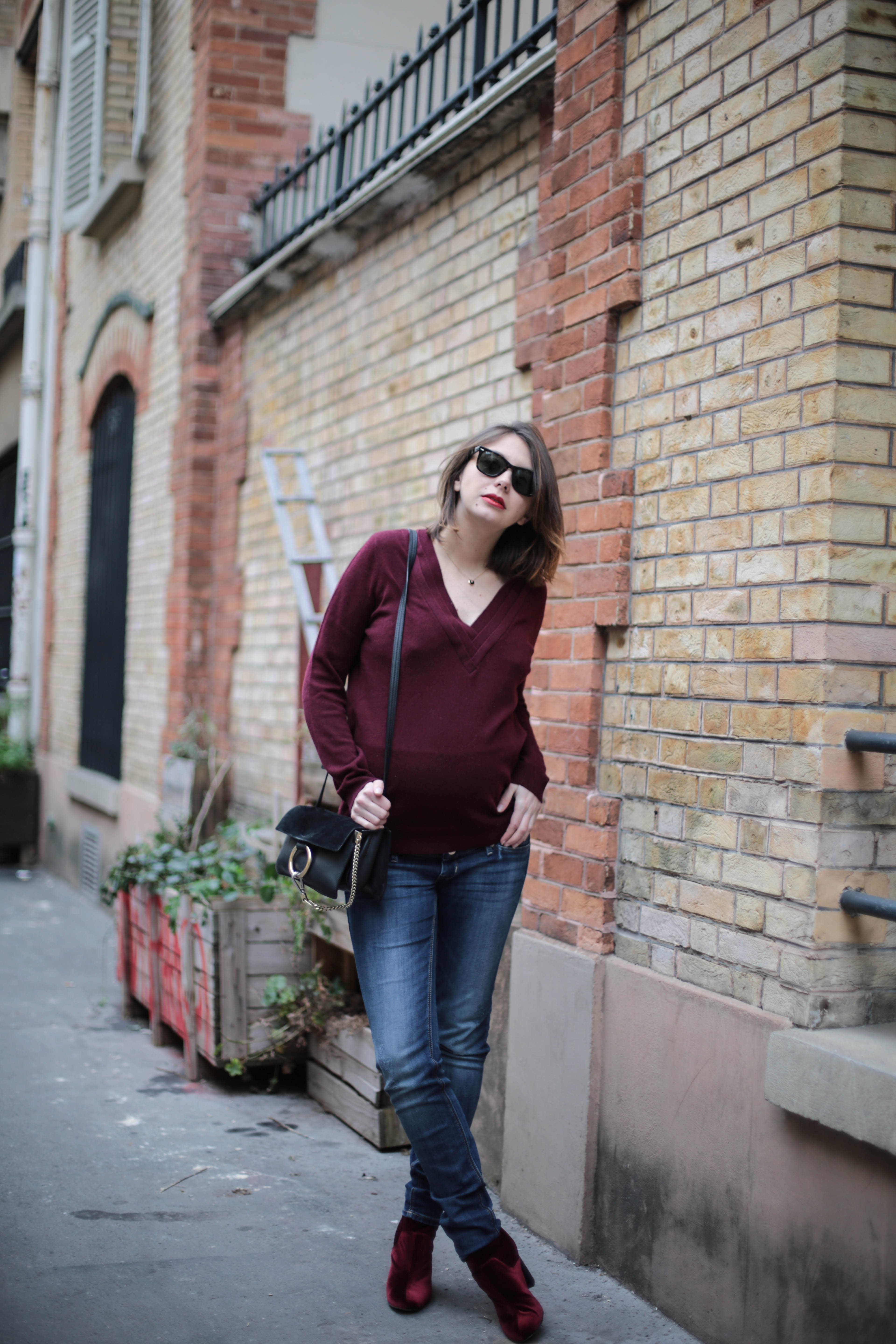 look grossesse bordeaux casual sezane thebrunette blog mode paris-4