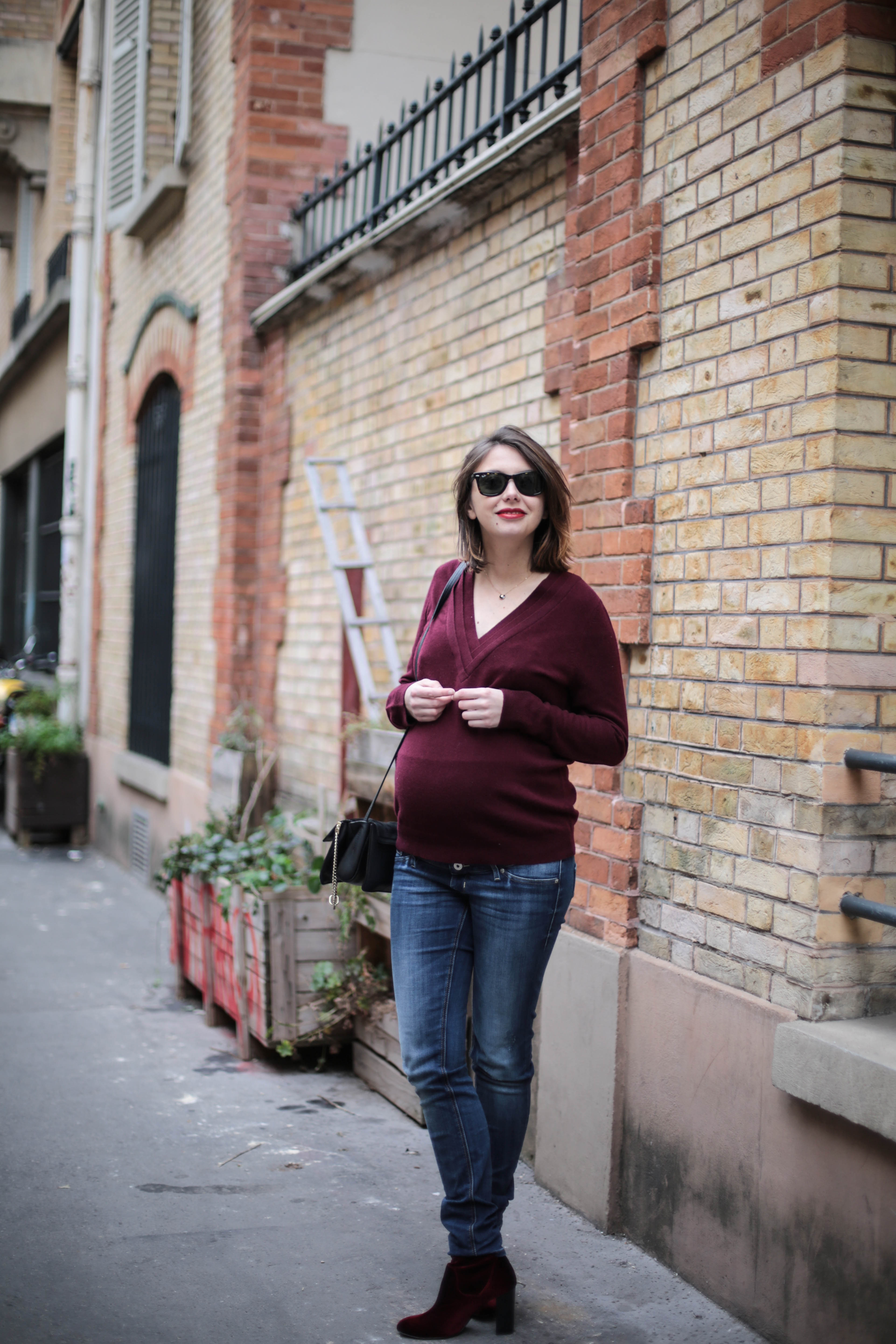 look grossesse bordeaux casual sezane thebrunette blog mode paris-6