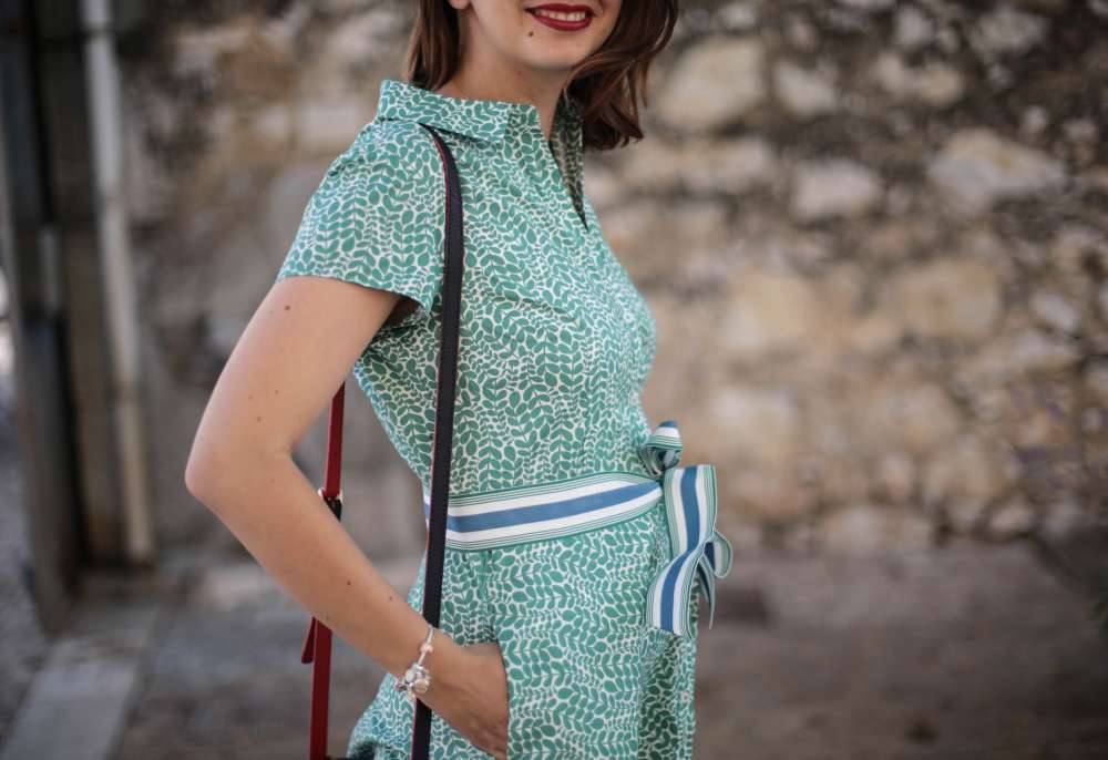 Robe Classique Boden - Taille 10, Bleu Marine à Motif Géométrique, Manches Courtes, Occasion Très Bon état