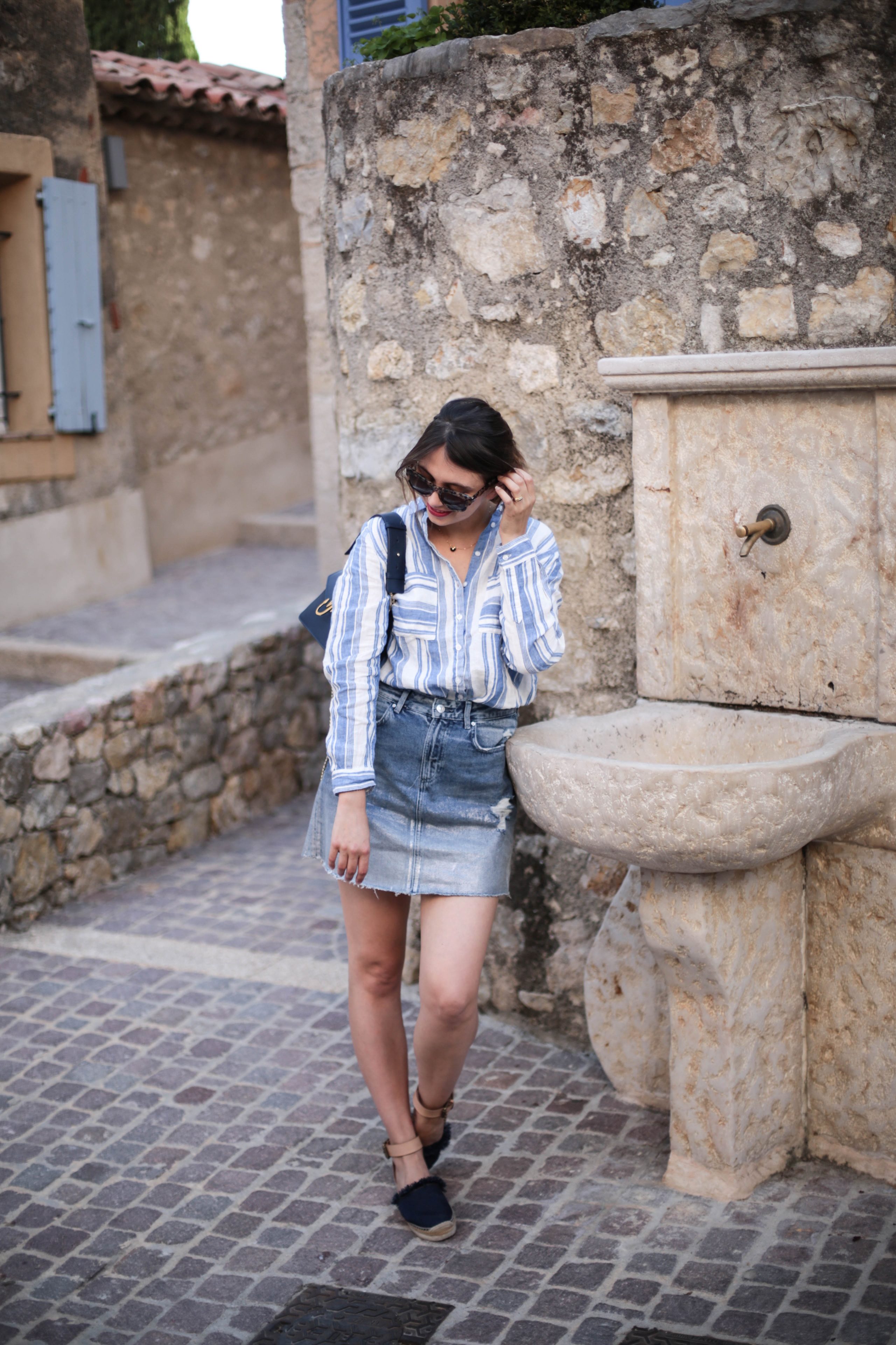 the brunette blog mode francais look estival provence jupe jean-11