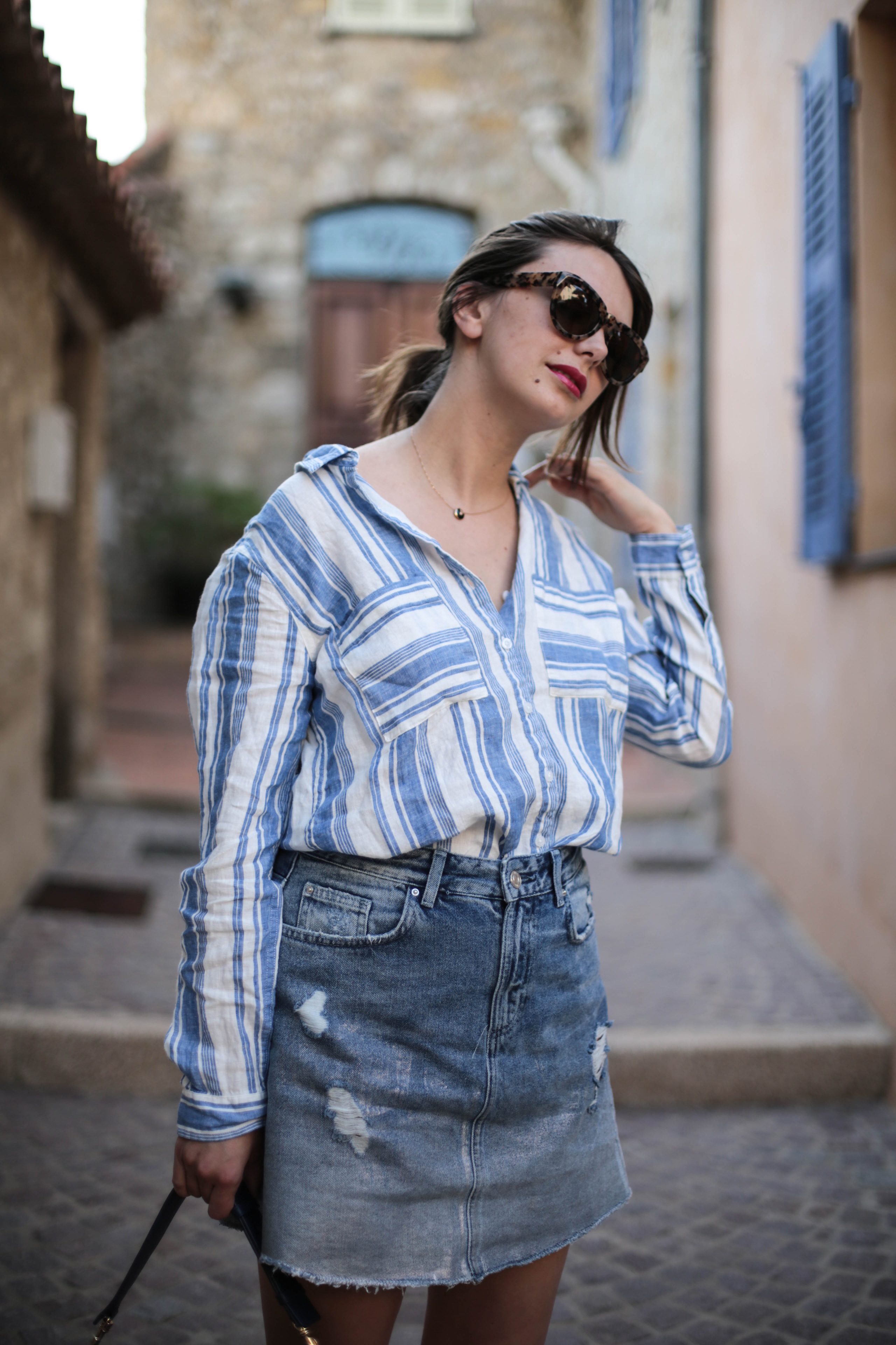 the brunette blog mode francais look estival provence jupe jean-9